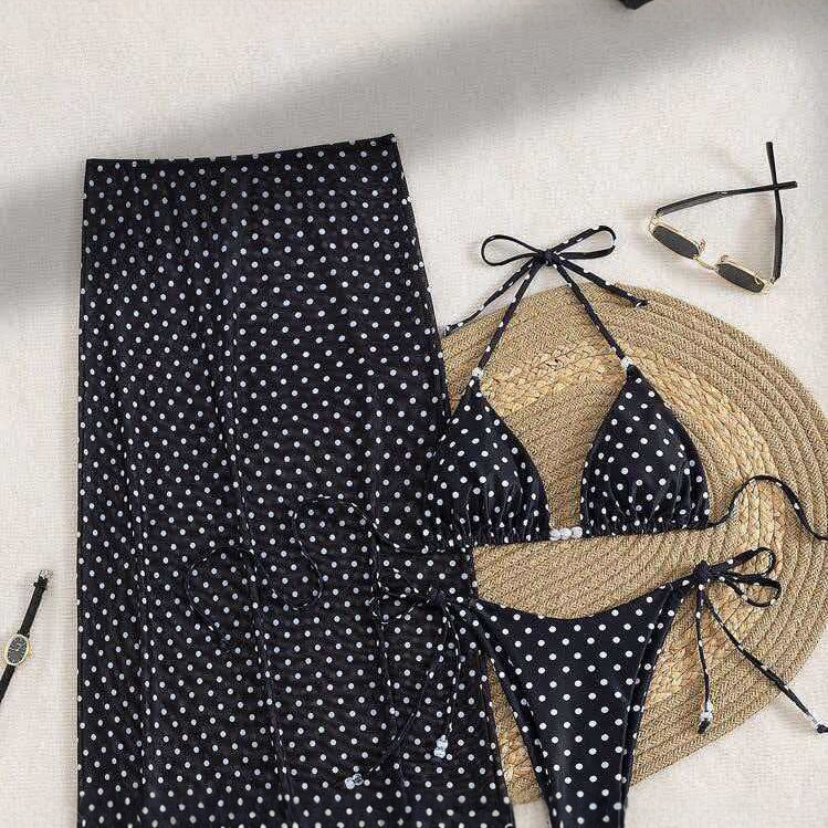 Damen Stilvolles Strandkleid mit Punkten EB