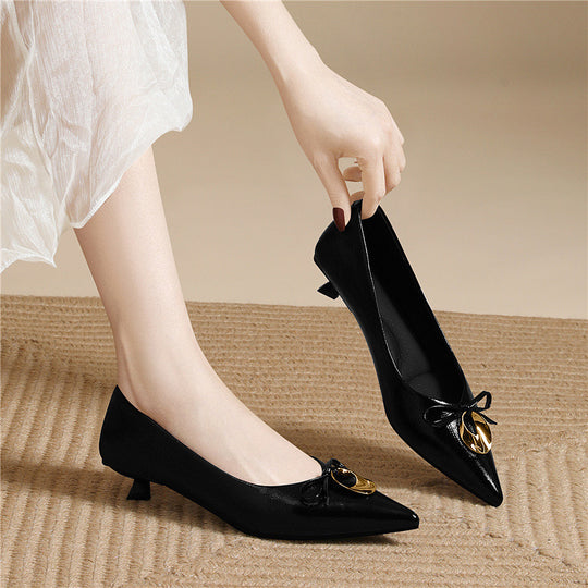 Damen elegante spitze Ballerinas mit Zierschnalle EB