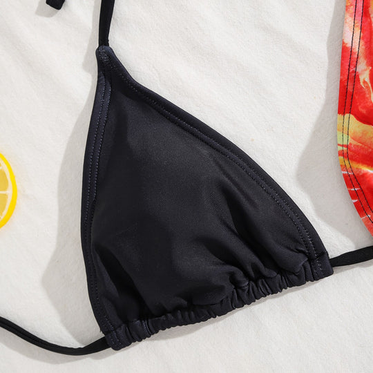 Damen Triangel-Bikini mit transparentem Rockelement und floralem Design EB