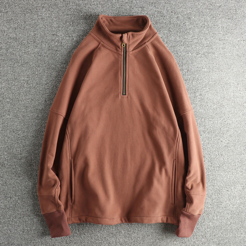 Herren Fleecejacke mit halbem Reißverschluss und seitlichen Eingrifftaschen EB