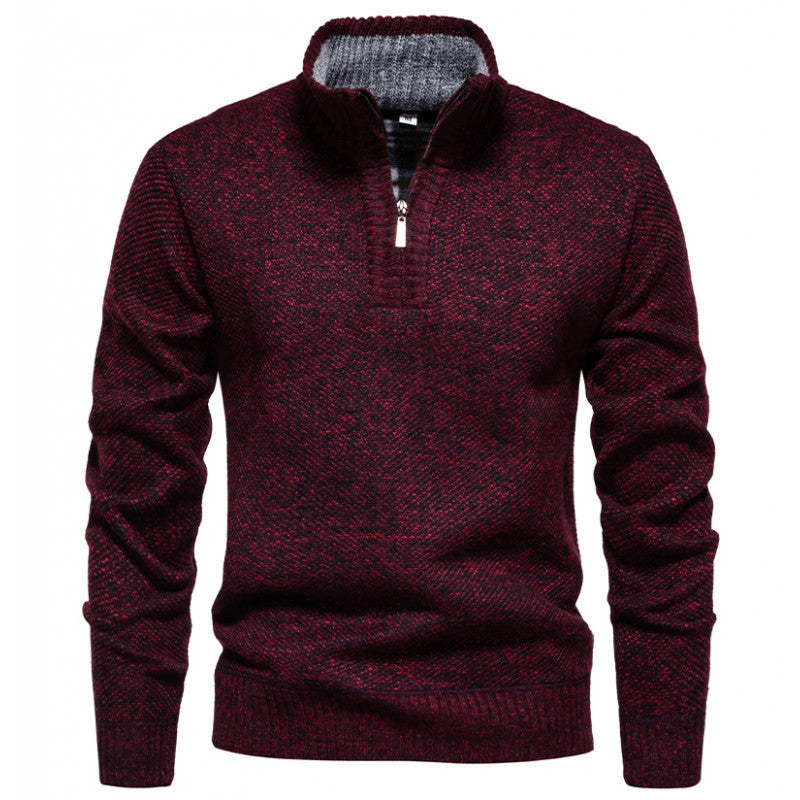 Herren Strickpullover mit halbem Reißverschluss und modischem Strukturdesign EB