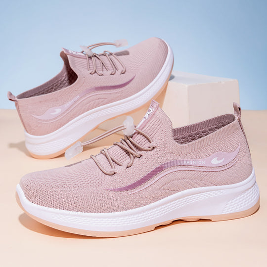 Damen Sportliche Freizeit-Sneaker mit elastischem Schnellschnürsystem und atmungsaktivem Obermaterial EB