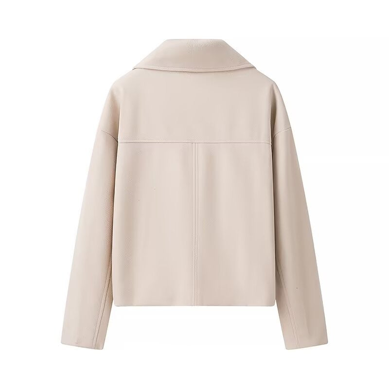 Damen gefütterte cropped Jacke mit doppeltem Knopfverschluss und weitem Revers EB