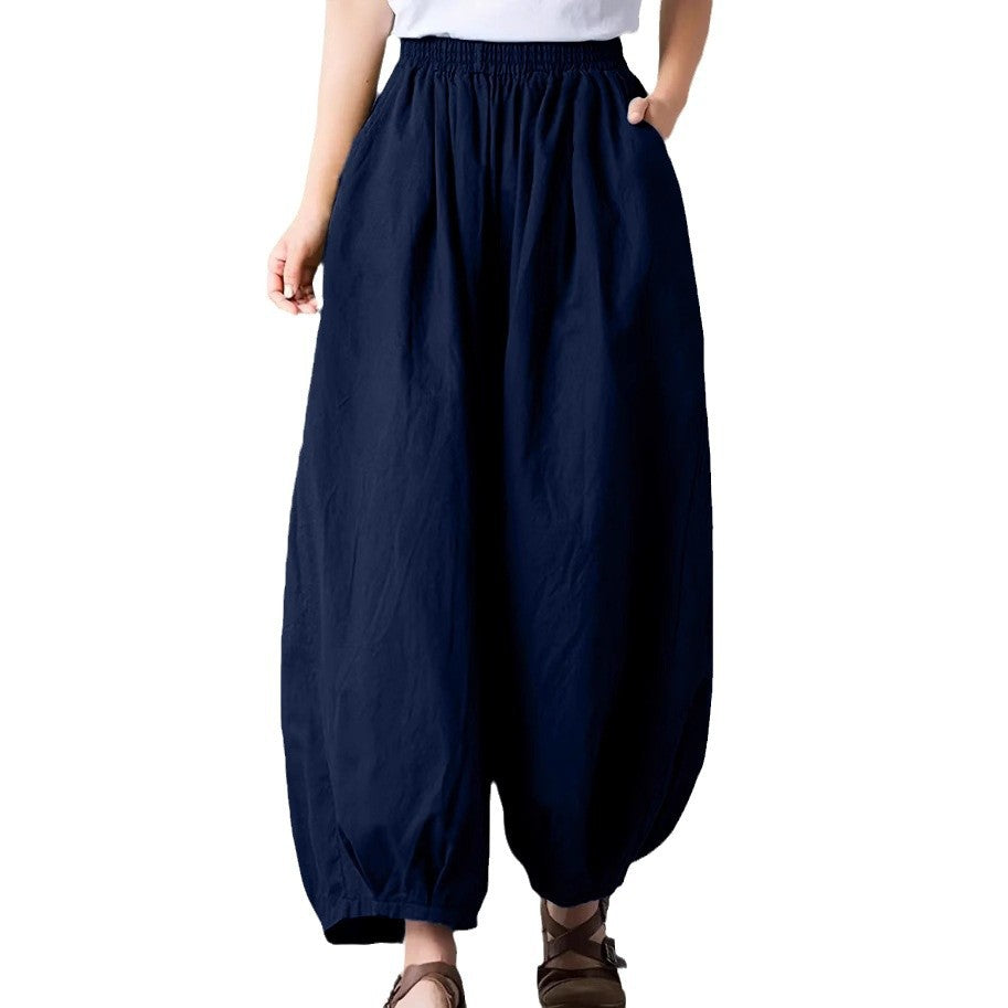 Damen Bequeme lockere Harem-Hose mit elastischem Bund EB