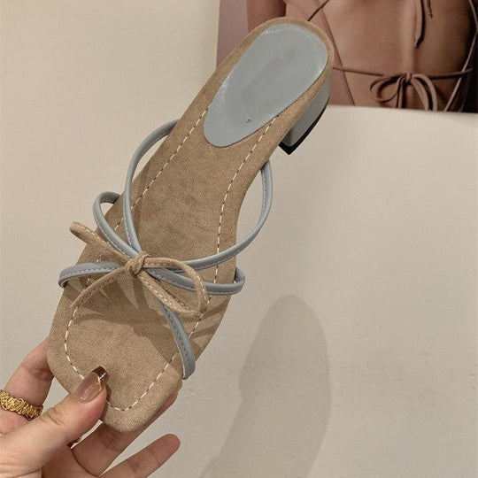 Damen Sandaletten mit eleganten Riemen und dekorativem Schleifendesign EB