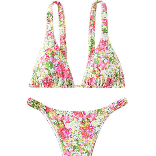 Damen Blütenmuster Triangel-Bikini EB