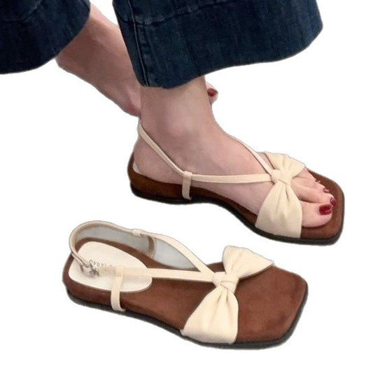 Damen elegante Sandalen mit dekorativem Schleifendetail und rutschfester Sohle EB