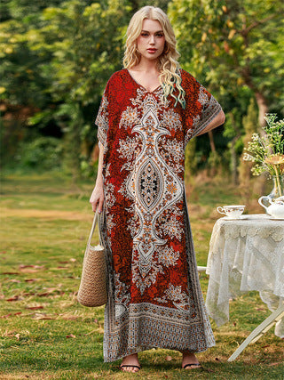 Damen Maxikleid mit floralem Muster und lässigem Schnitt EB