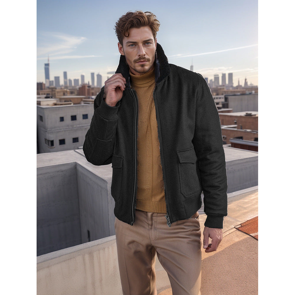 Herren Bomberjacke mit Fleece-Kragen und praktischen Taschen EB