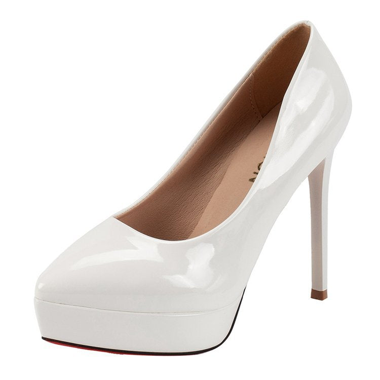 Damen elegante Plateau-Pumps mit schickem Hochglanz-Obermaterial EB