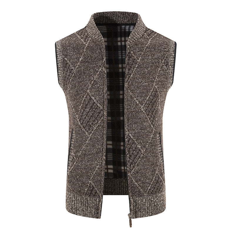Herren Strickjacke ohne Ärmel mit modernem Zopfmuster EB