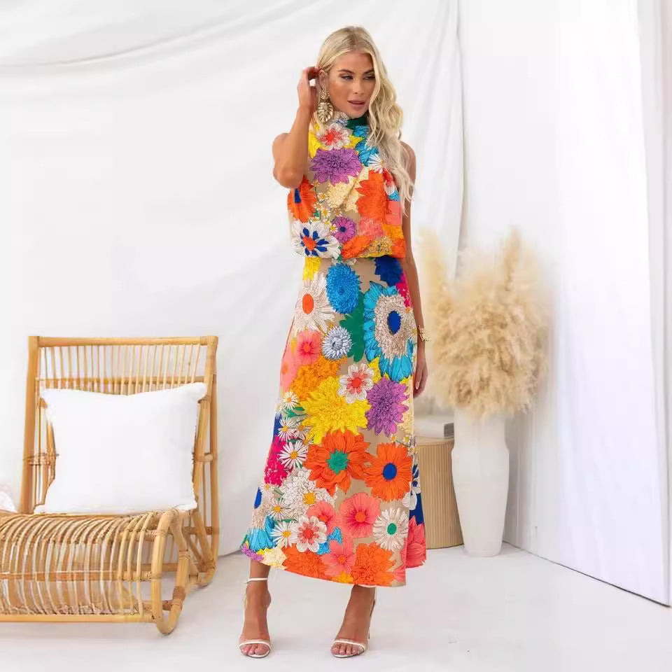 Damen Sommerliches Maxikleid mit floralen Akzenten und elegantem Schnitt EB