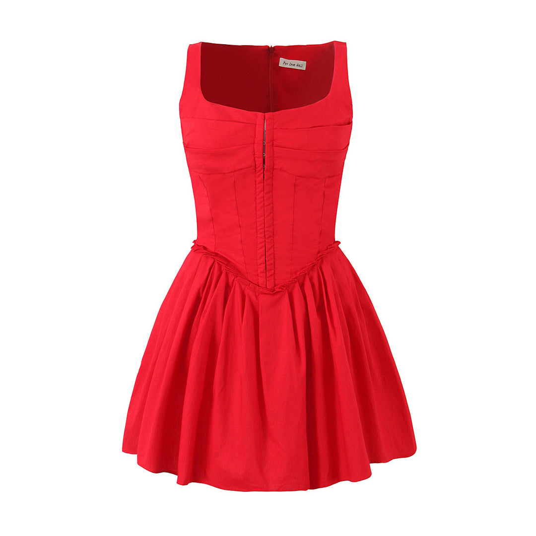 Damen elegantes Kleid mit A-Linien-Schnitt und edlen Rüschendetails EB