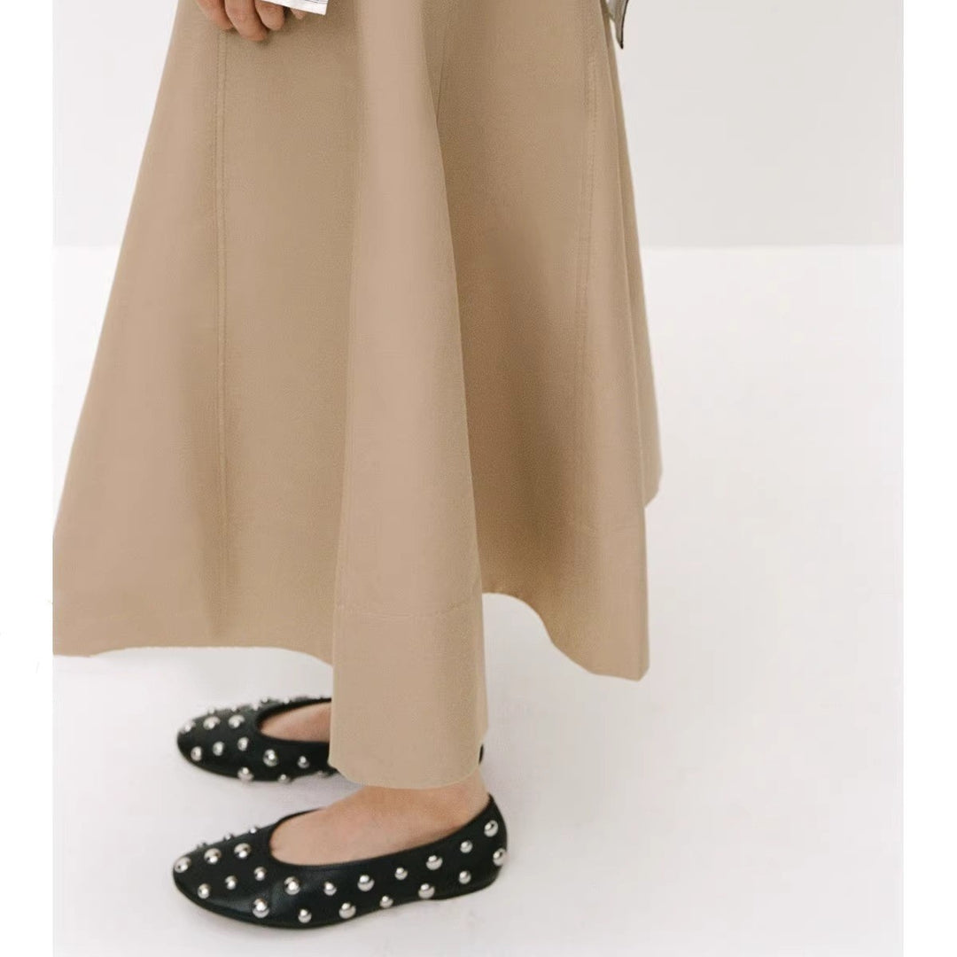 Damen eleganter, schwingender Midi-Rock mit hohem Bund EB