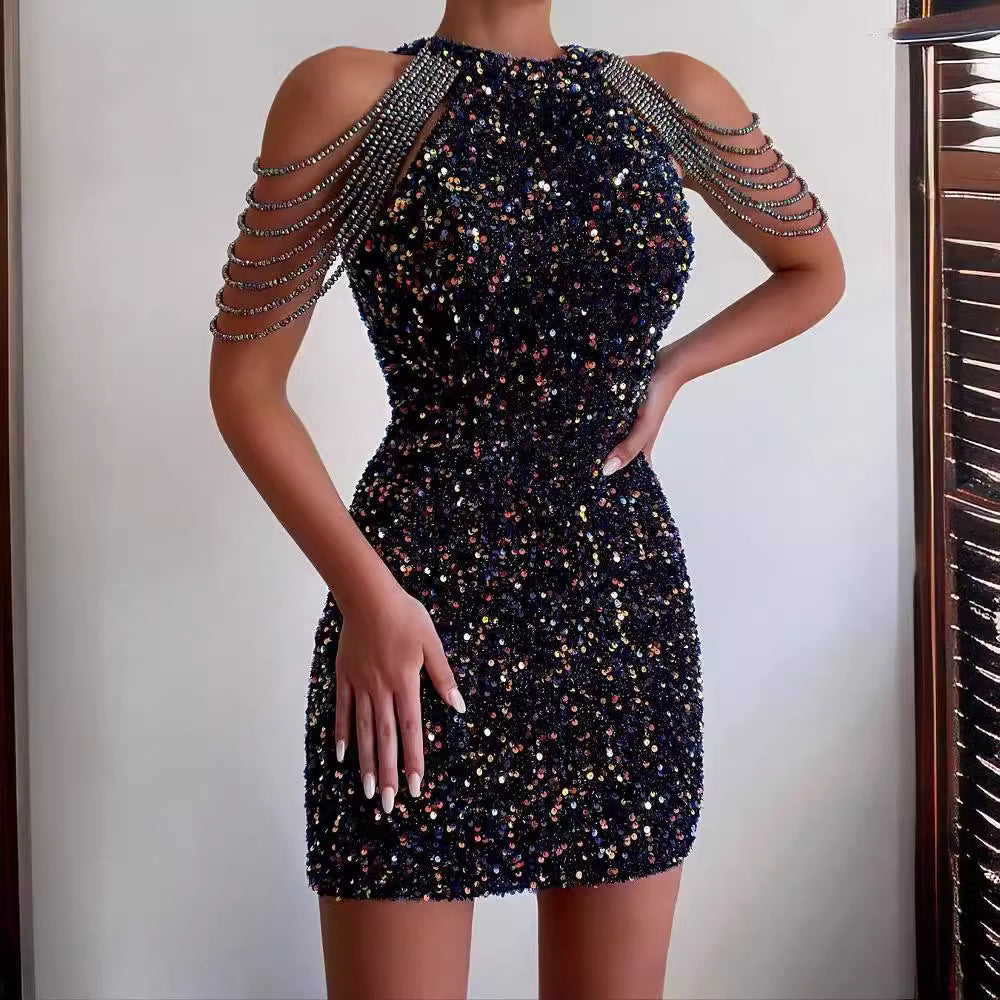 Damen Glitzerndes Abendkleid EB