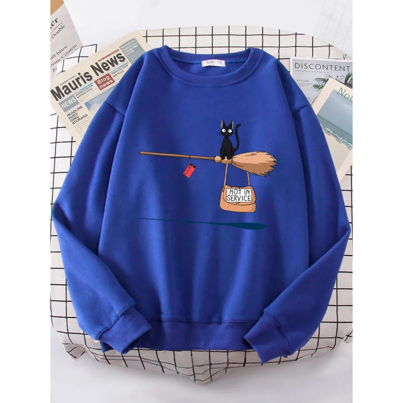 Damen Sweatshirt mit kreativem Katzenmotiv EB