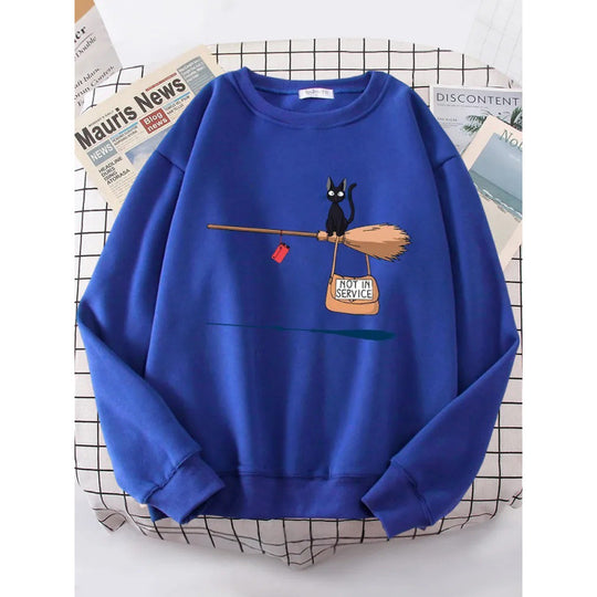 Damen Sweatshirt mit kreativem Katzenmotiv EB