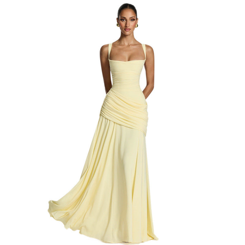Damen Maxikleid mit dekorativen Rüschendetails und eleganter Taillierung EB