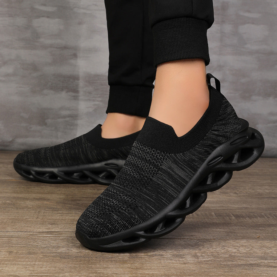 Damen Elastische Slip-On Sneakers mit rutschfester Sohle und atmungsaktiver Obermaterialstruktur EB