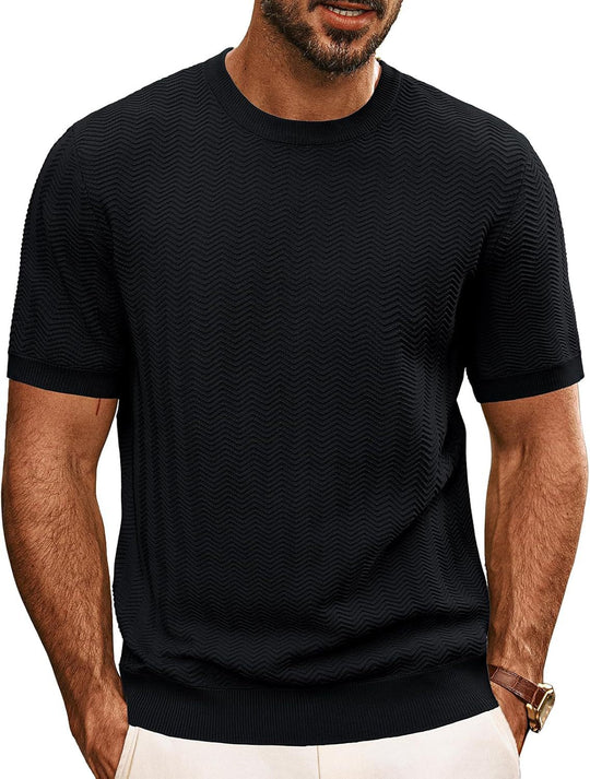 Herren strukturiertes Rundhals T-Shirt EB