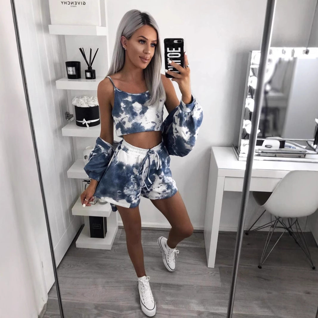 Damen Freizeit Set mit kurzem Oberteil und lässiger Shorts EB