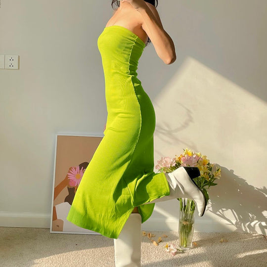 Damen Maxikleid mit schulterfreiem Design und figurschmeichelnder Passform EB