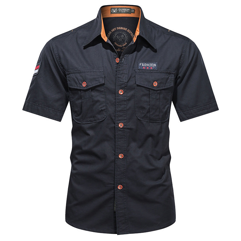 Men's  utility long-sleeve cotton work shirt with dual chest pockets EB