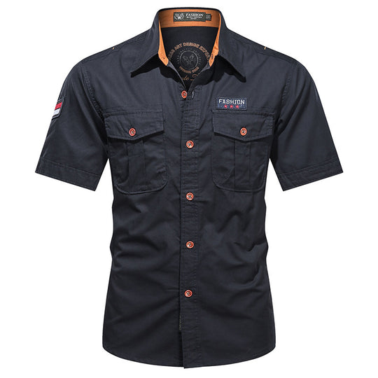 Men's  utility long-sleeve cotton work shirt with dual chest pockets EB