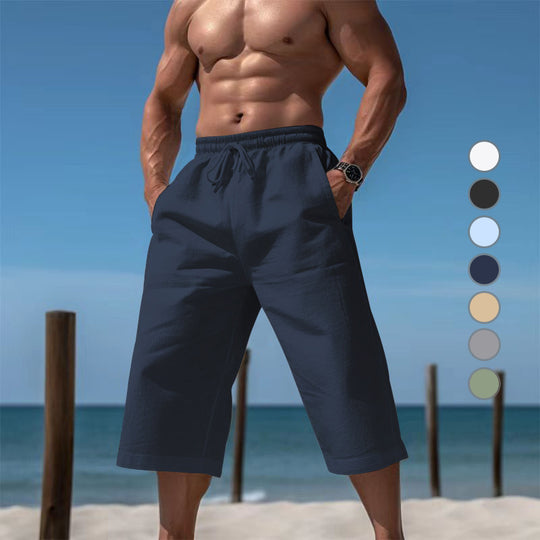 Herren nan lässige knielange Bermuda-Shorts mit elastischem Bund und Tunnelzug EB