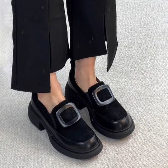 Damen elegante Slipper mit modischer Schnallenverzierung und stabiler Sohle EB