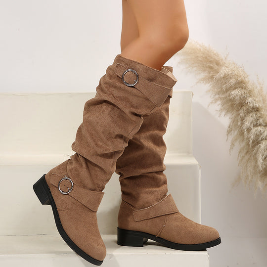 Damen modische Overknee-Stiefel aus Wildleder EB