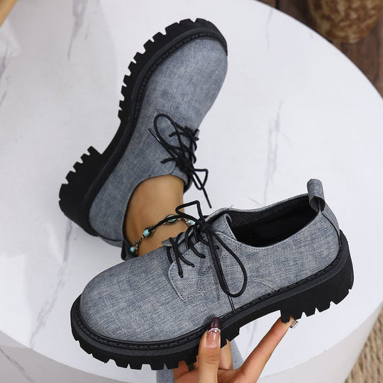 Damen Schnürschuhe mit robustem Profil und urbanem Denim-Look EB