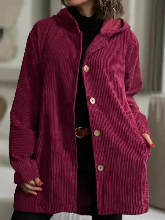 Damen Strickjacke mit Kapuze und gemütlicher Schnittführung EB