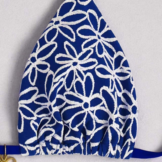 Damen Triangel-Bikini mit kontrastierenden Blütenmotiven EB
