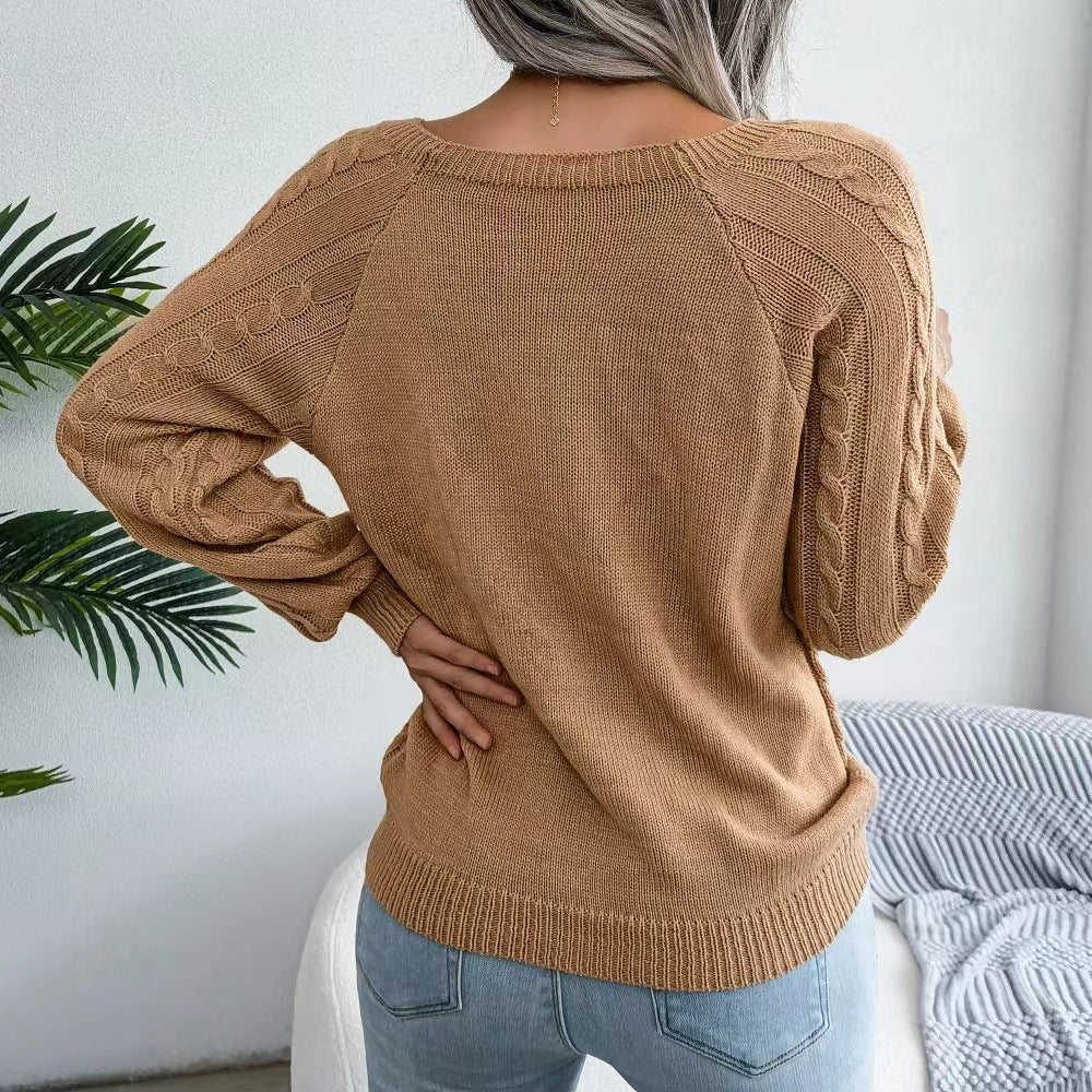 Damen Grobstrickpullover mit raffiniertem Zopfdesign EB