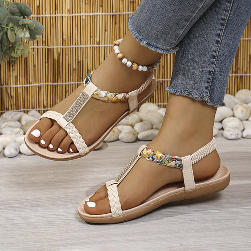 Damen modische Sandalen mit floralem Design und komfortablem Fußbett EB