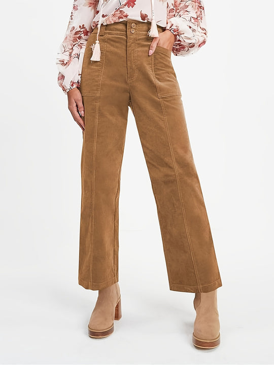Damen Hochgeschnittene Bundfaltenhose EB