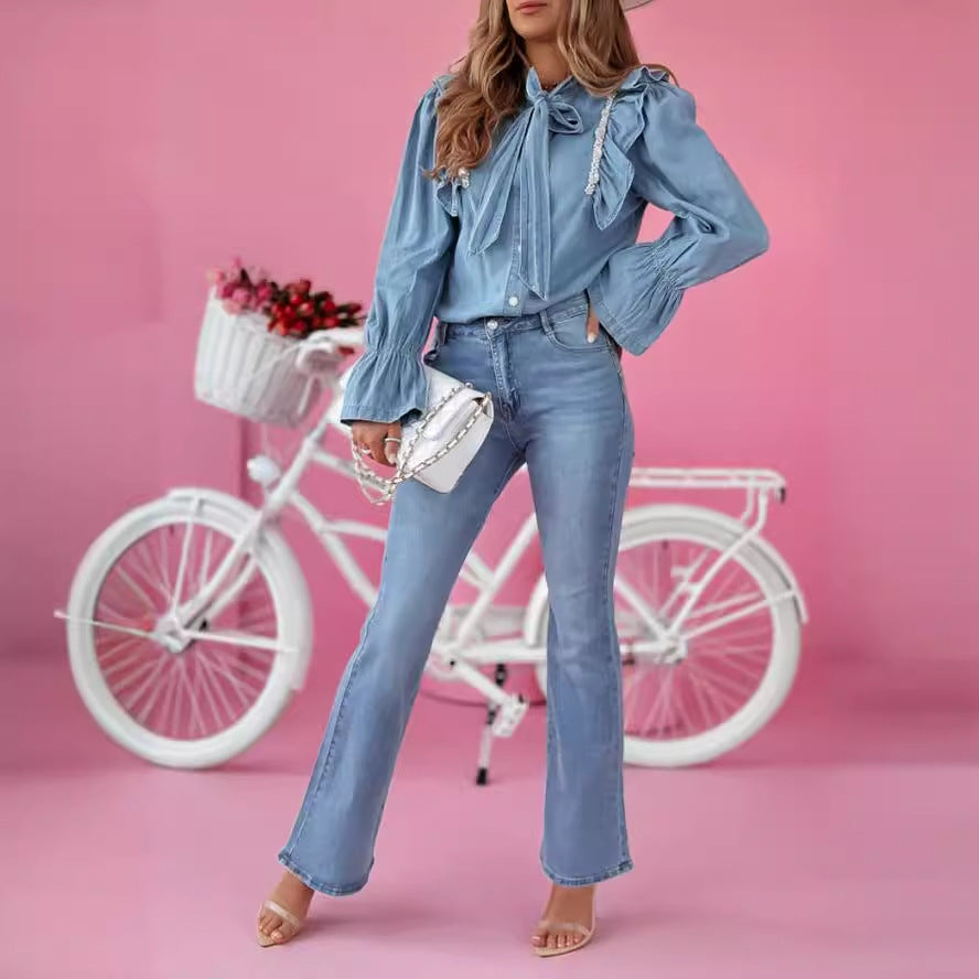 Damen Flared Jeans im eleganten Vintage-Stil EB