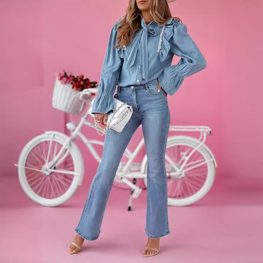 Damen Flared Jeans im eleganten Vintage-Stil EB