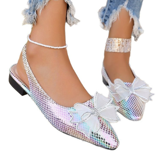 Damen Slingback-Schuhe mit funkelndem floralen Akzent und modischer Netzstruktur EB