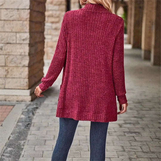 Damen Strickjacke mit offenen Front und praktischen Taschen EB