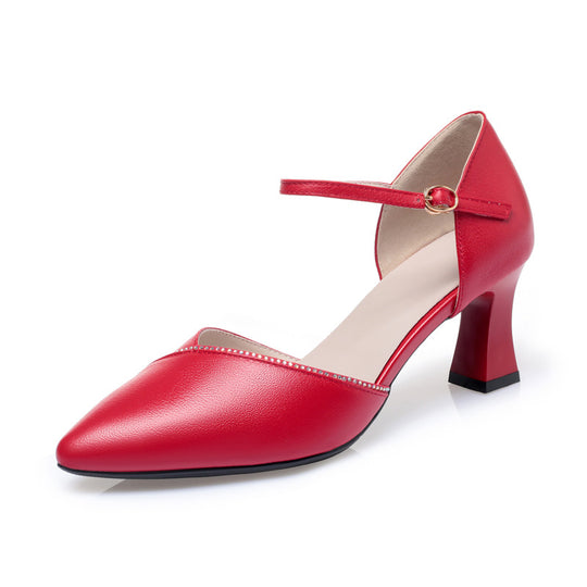 Damen schicke Pumps mit elegantem Riemen und komfortablem Blockabsatz EB