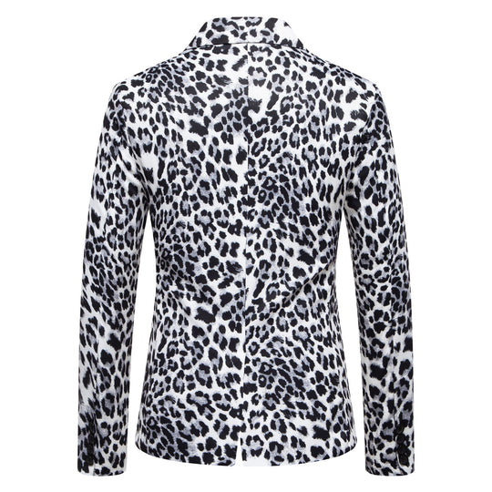 Herren Designer-Blazer mit auffälligem Leopardenmuster und edlem Schnitt EB