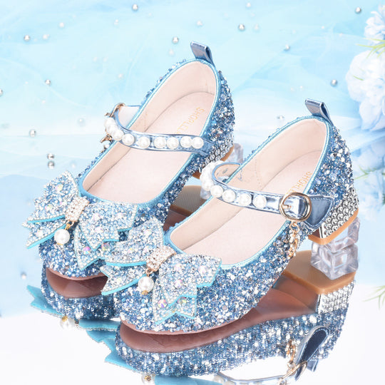 Mädchen Glitzernde Mary Jane Schuhe mit dekorativen Schleifen EB