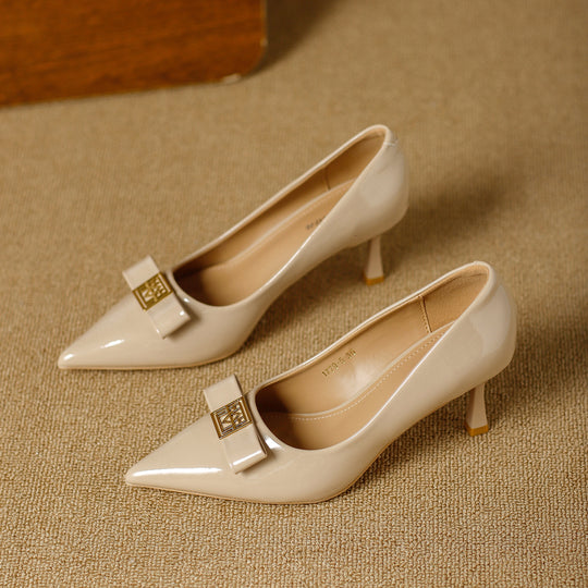 Damen elegante Pumps mit einzigartigem Schleifenakzent und komfortablem Blockabsatz EB