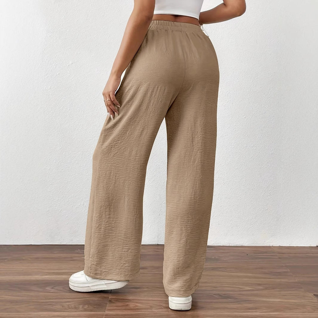 Damen Sommerliche Palazzo-Hose mit elastischem Bund und Bindegürtel EB