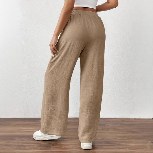 Damen Sommerliche Palazzo-Hose mit elastischem Bund und Bindegürtel EB