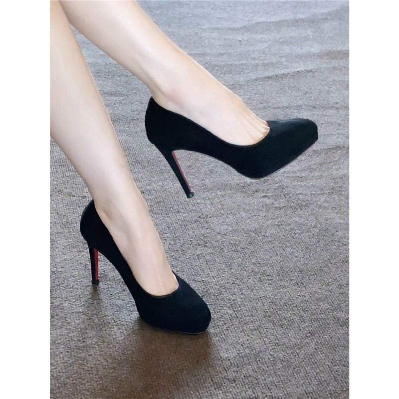 Damen elegante Plateau-Pumps mit plüschigem Obermaterial EB