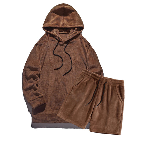 Herren Kuscheliges Hoodie-Shorts-Set EB