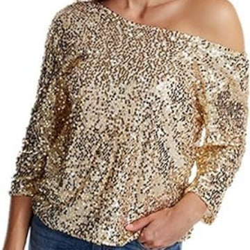 Damen Glitzernde Pailletten-Bluse EB